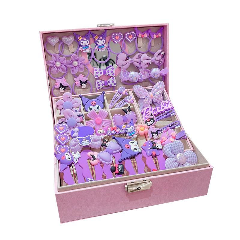 Cartoon Princess Hair Accessories Set Girls Clips Elastic Bands Gift Box Birthday Party Ages 3-10