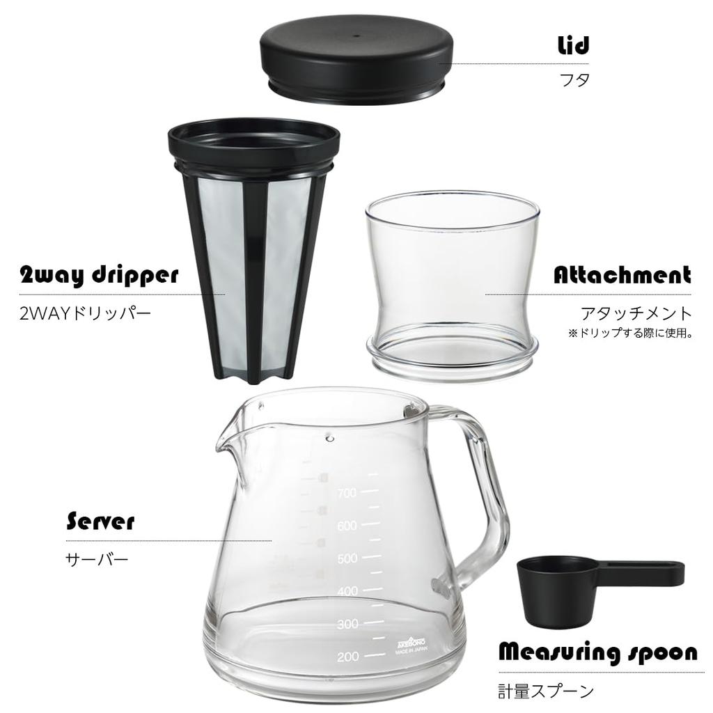 Akebono Sangyo Coffee Server 2WAY Dripper Set 750ml 5 Cups