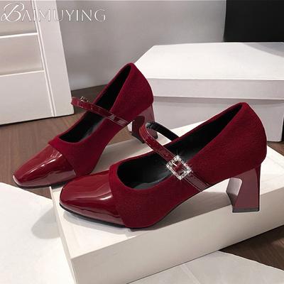 Леопардовые туфли на высоком каблуке Мэри Джейн Женские туфли с квадратным носком Сандалии Тренд 2025 Летнее платье Лодочки на невысоком каблуке Элегантные Большие размеры Zapatos