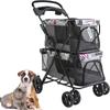 Double Pet Stroller for Small/medium 2 Dogs/Cats Large Capacity Folding Dog Trolley with Mesh Window Cup Holder Storage Brake