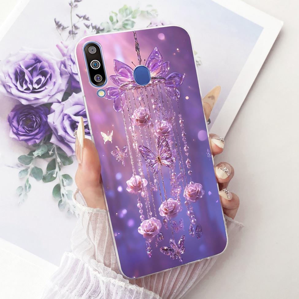 For Samsung A40S Case Transparent Cute Cat Fashion Butterfly Funny Painted Casing For Samsung Galaxy A40S Cover SM-A3050