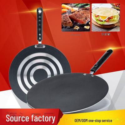 Бытовая алюминиевая сковорода для жарки блинов и яиц — универсальное решение для завтрака, пиццы и многого другого.