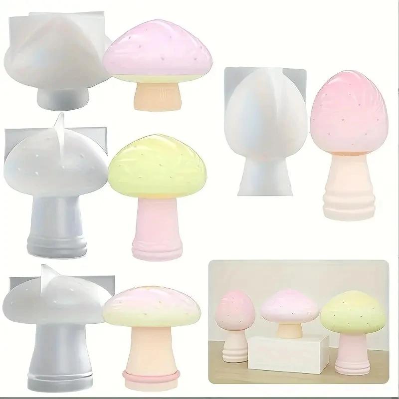 1Pcs Mushroom Silicone Mold 3D Candle Molds Epoxy Resin Casting Mould for DIY Scented Soaps Keychain Pendant Making Xmas Gift