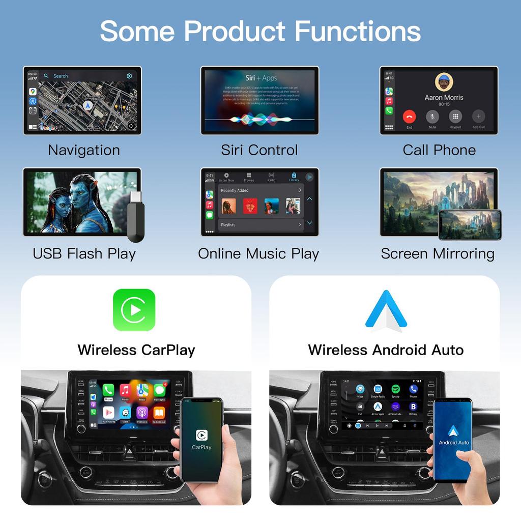 Беспроводной CarPlay Android Auto Для TOYOTA Auris Yaris Avensis RAV4 Prius C-HR Corolla Camry Декодер, Airplay Mirror Cast,