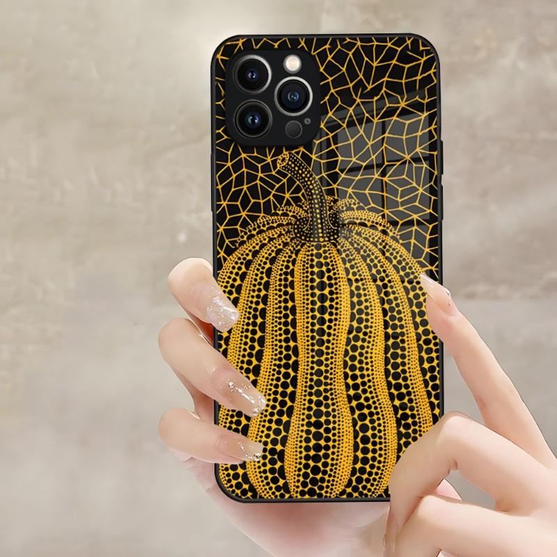 Арт Яёи Кусама Чехол для телефона Apple iPhone 14 Pro 12 11 13 Mini X XR XS Max 8 7 6 Plus SE 2020 Стеклянный дизайн Задняя крышка