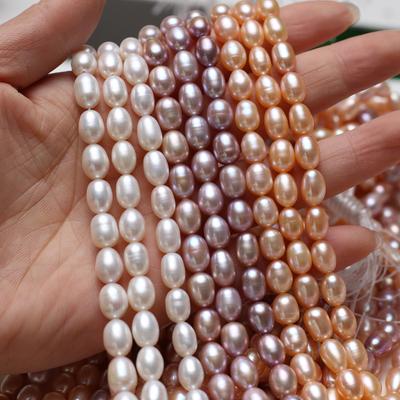 1 нить, шикарные белые, розовые, фиолетовые бусины из искусственного жемчуга риса 7-8 мм для самодельных украшений, Дня святого Валентина, свадебных украшений - элегантные товары для рукоделия 36 см