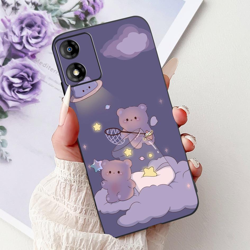 For Motorola Moto E13 Case Popular Flower Art Cover Soft Black TPU Silicone Phone Cases For Moto E14 E13 E 13 MotoE13 Back Cover