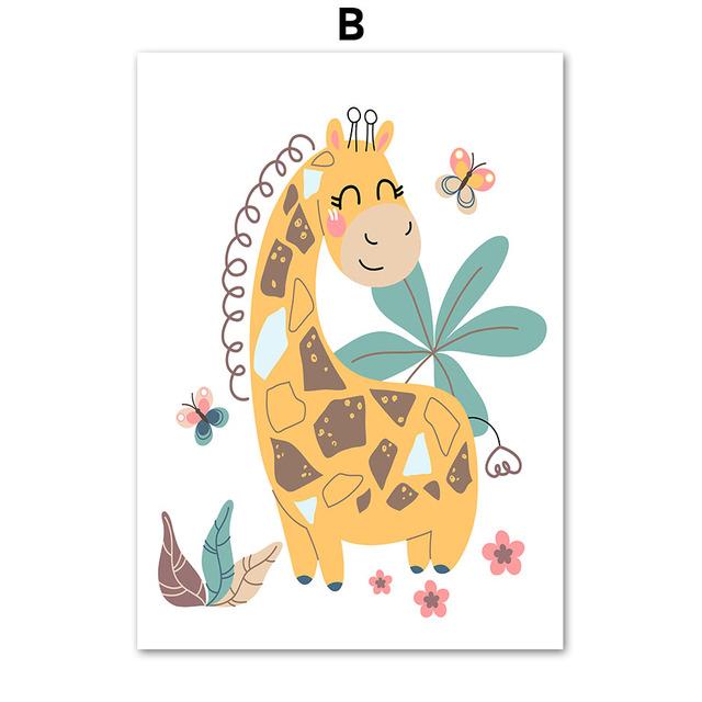 Милый слон Жираф Лев птица Зебра настенная живопись на холсте плакаты на скандинавскую тему и принты мультяшные настенные панно Декор детской комнаты