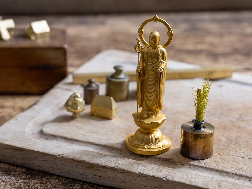 Buddha Statue Jizo Bodhisattva Buddhist Hideun Makita Original Model for Safe Childbirth and Guardian Deity for Raising Takaoka Copperware Bosatsu