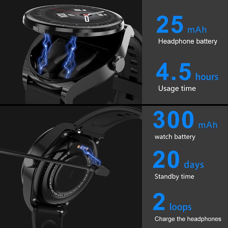 Новые умные часы TWS Bluetooth гарнитура два в одном шаге пульсометр кровяное давление монитор сна браслет