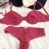 Summer 6 Color Women Underwear Sexy French Bralette Push Up Bra Set Ultra Thin Thread Fabric Breathable Lingerie With Thong Sets