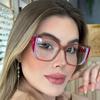 Cat Eye Women Square Anti Blue Light Glasses Frame Fashion Color-blocked TR90 Clear Eyegalss Elegant Casual Fashion Computer Glasses