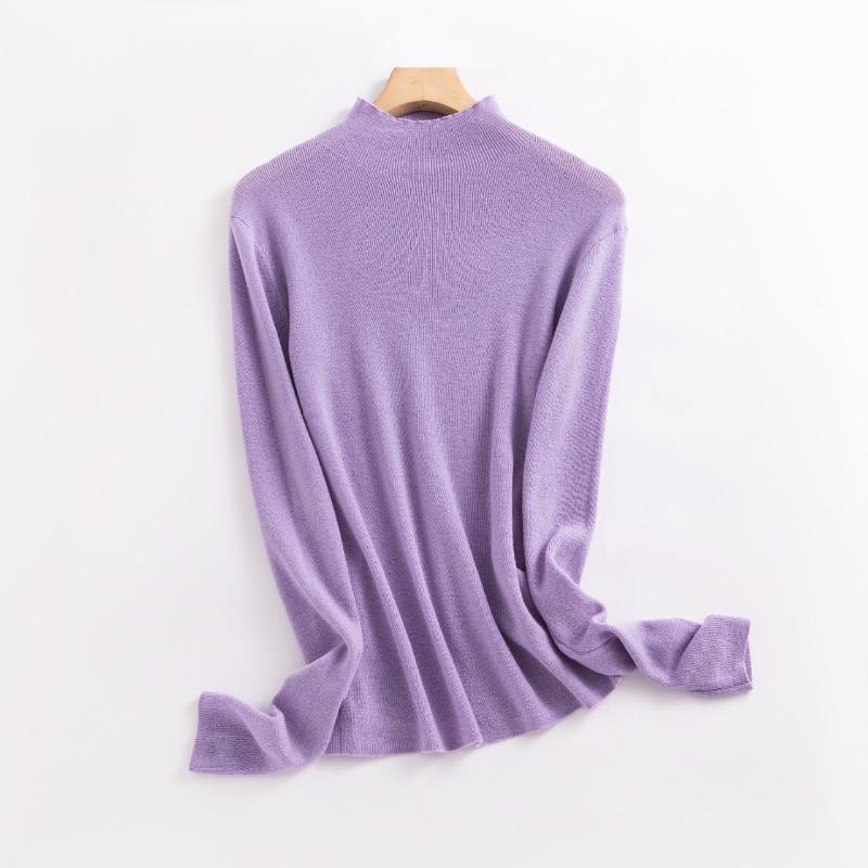 Fluffy and Light, Semi-turtleneck Slim-fitting Versatile Inner Wool Sweater, Women's Fashion Temperament Full Wool Bottoming Shirt