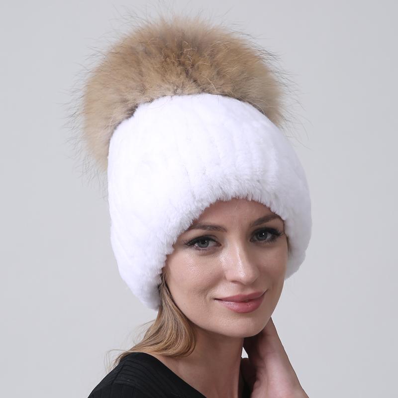 Зимняя теплая меховая шапка с помпоном, шариковая шапка из натурального меха кролика рекс, лисы, пушистая женская шапка
