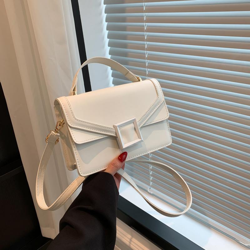 Женская Текстурная Простая Сумка Весна Новая Универсальная Сумка Через Плечо Ins Темпераментная Однотонная Маленькая Квадратная Сумка Женская