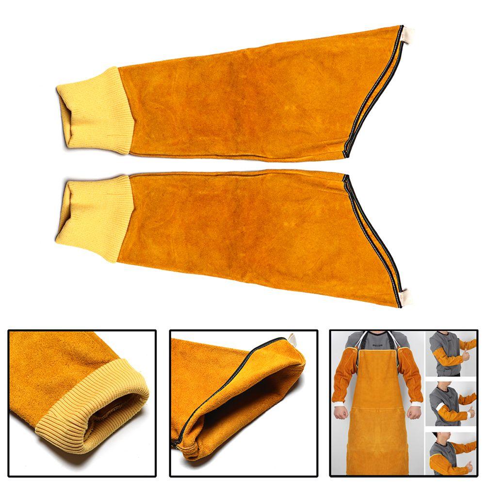 Cow Leather Anti Fire Cowhide Welder Long Gloves Arm Protection Sleeve Welding Sleeves Oversleeve