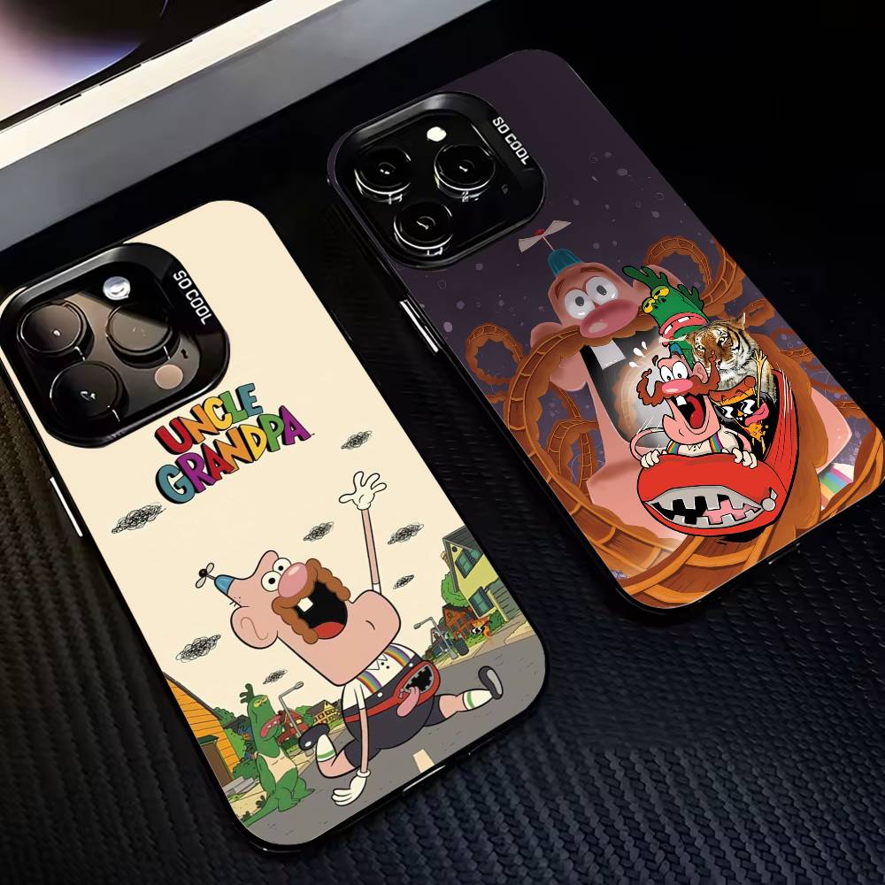 FUNNY U-Uncle G-Grandpa Phone Case For iPhone17,16,15,14,13,12,11,Pro,MAX Gray Matte Silicone Black Cover
