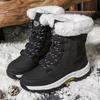 Fashion Warm Women's Boots Plush Outdoor Female Snow Boots Plus Sized Non-slip Mid-caslf Boots Lace-up Women Cotton Shoes Winter Zapatos