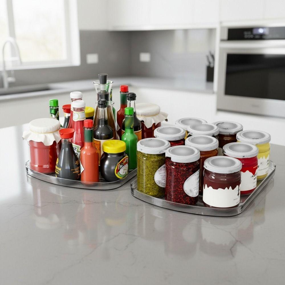 360 Degrees Rotating Rotating Fridge Tray Oval Condiment Organizer Beverages