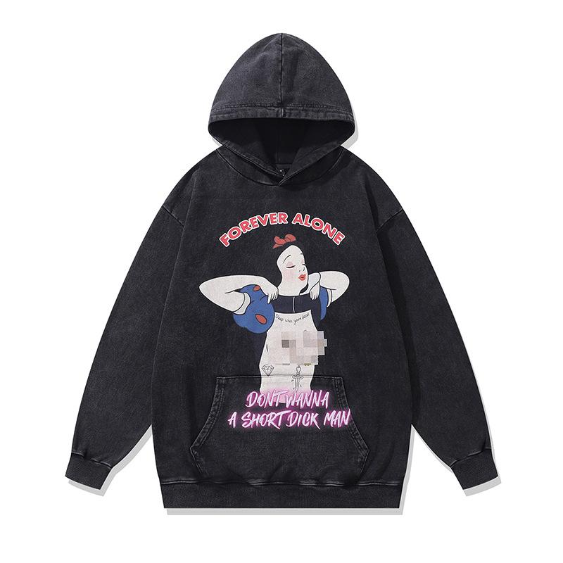 Американский Ретро Жареный Цвет Худи с Капюшоном Billie Цифровая Прямая Печать Стираный Худи из Чистого Хлопка Мужской