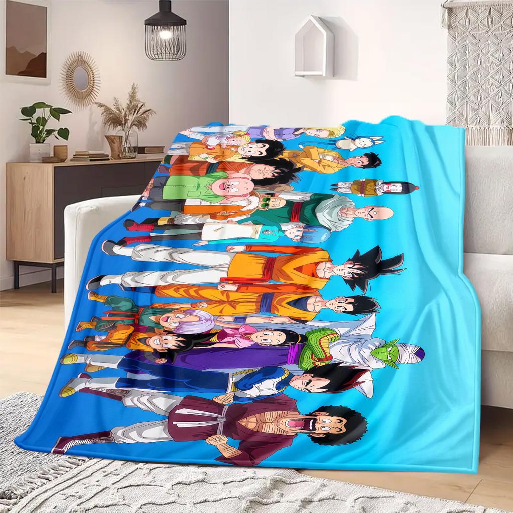 Cute Cartoon Son Goku Print Blanket Warm Comfortable Flannel Blanket Suitable for Bedrooms,Sofas, Beds, Chairs,Travel -QIAO6