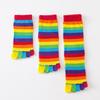 Women's Rainbow Five-Finger Cotton Socks: Autumn/Winter Sweat-Absorbent, Warm, Split-Toe Short Crew Toe Socks