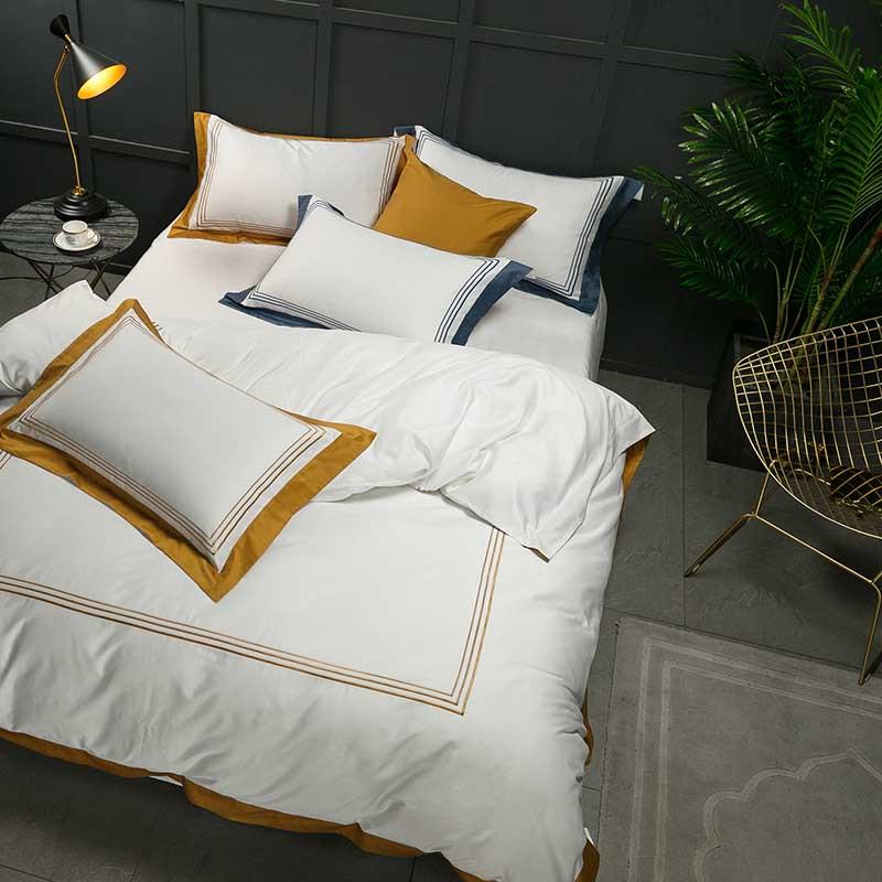 WTEMPO Жаккардовый комплект постельного белья в европейском стиле, 4 шт., кружевное постельное белье, комплект атласного пододеяльника, комплект простыней