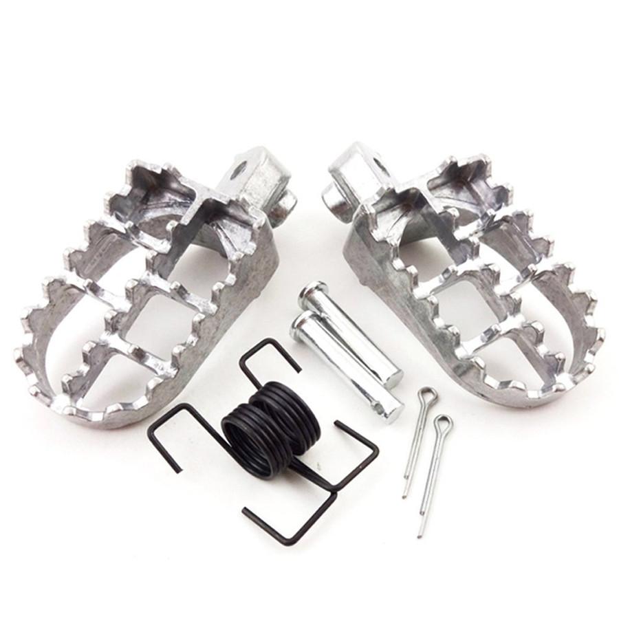 Aluminum Motorcycle Wide Fat Foot Pegs Footrest Pedal Silver For Dirt Bike 8mm