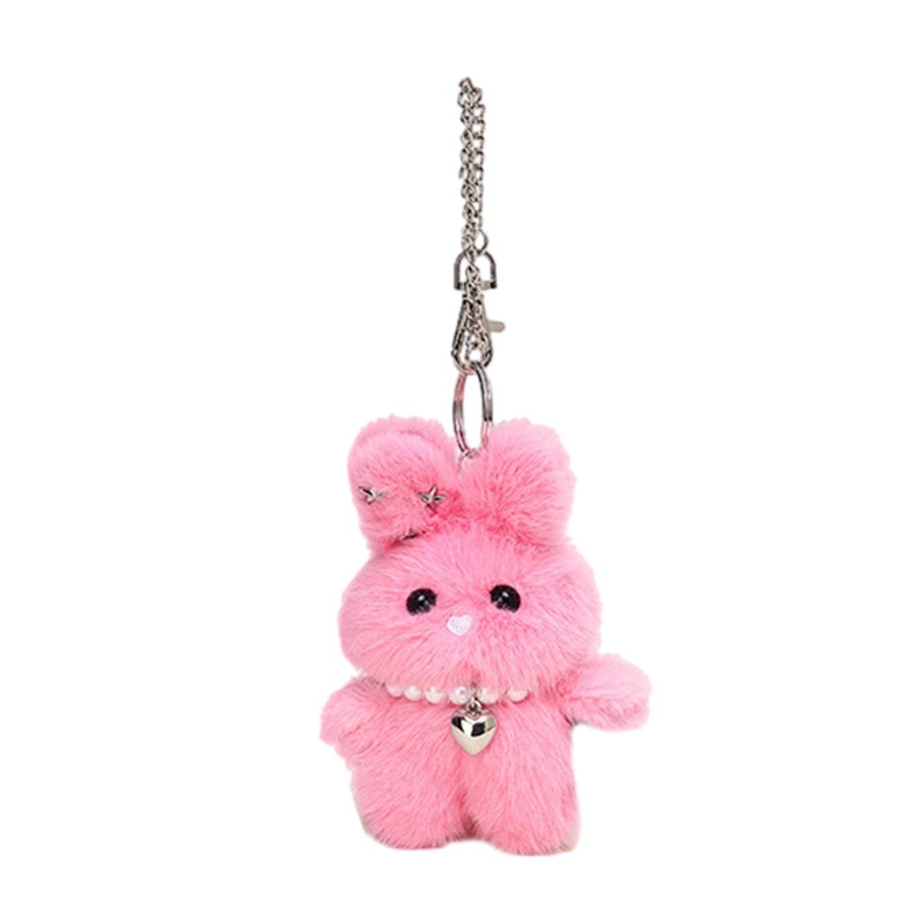 Colorful Star Rabbits Keychain Plush Bag Charm Handmade Keyring Craft Supplies for Backpacks and Keys Decoration