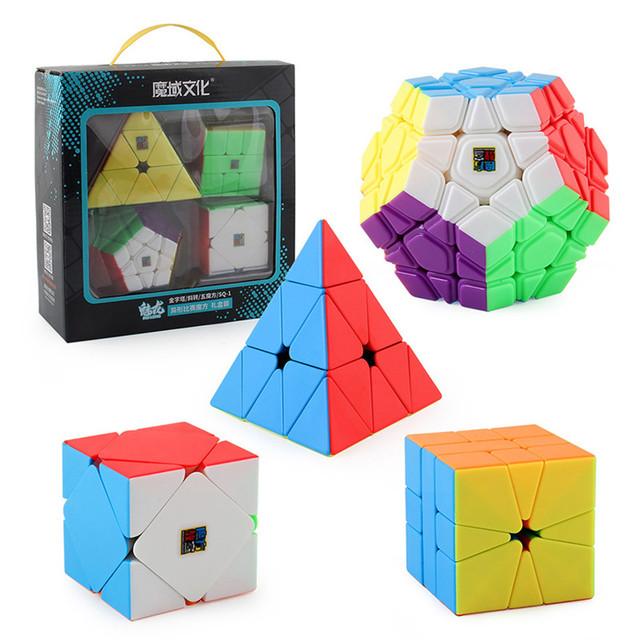 Набор скоростных кубиков, 4 шт., Moyu MofangJiaoshi 2x2, 3x3, 4x4, 5x5 Meilong Magic Cube, пирамида, перекос Megaminx SQ1, упаковка, развивающие игрушки