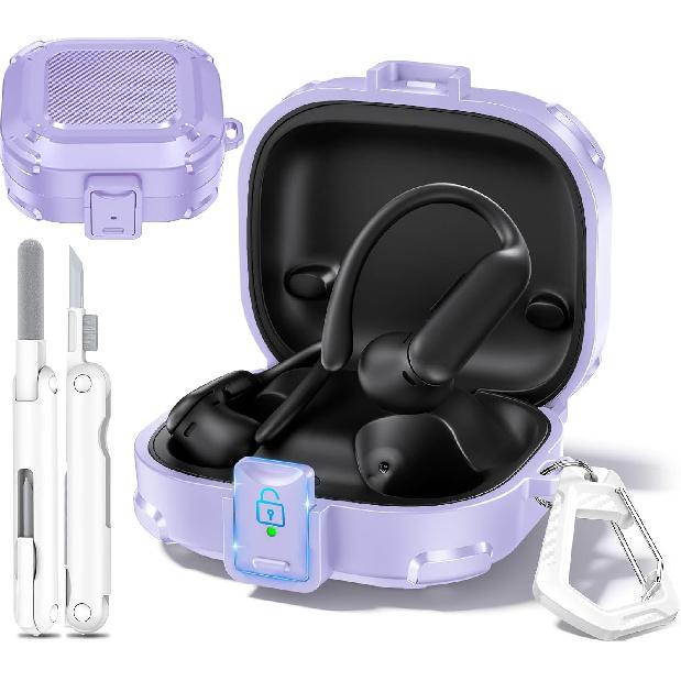2025 New Security Lock Case for Beats Powerbeats Pro 2 Wireless Bluetooth Earbuds, Shockproof Protective Hard Cases Cover for Beats Powerbeats Pro 2