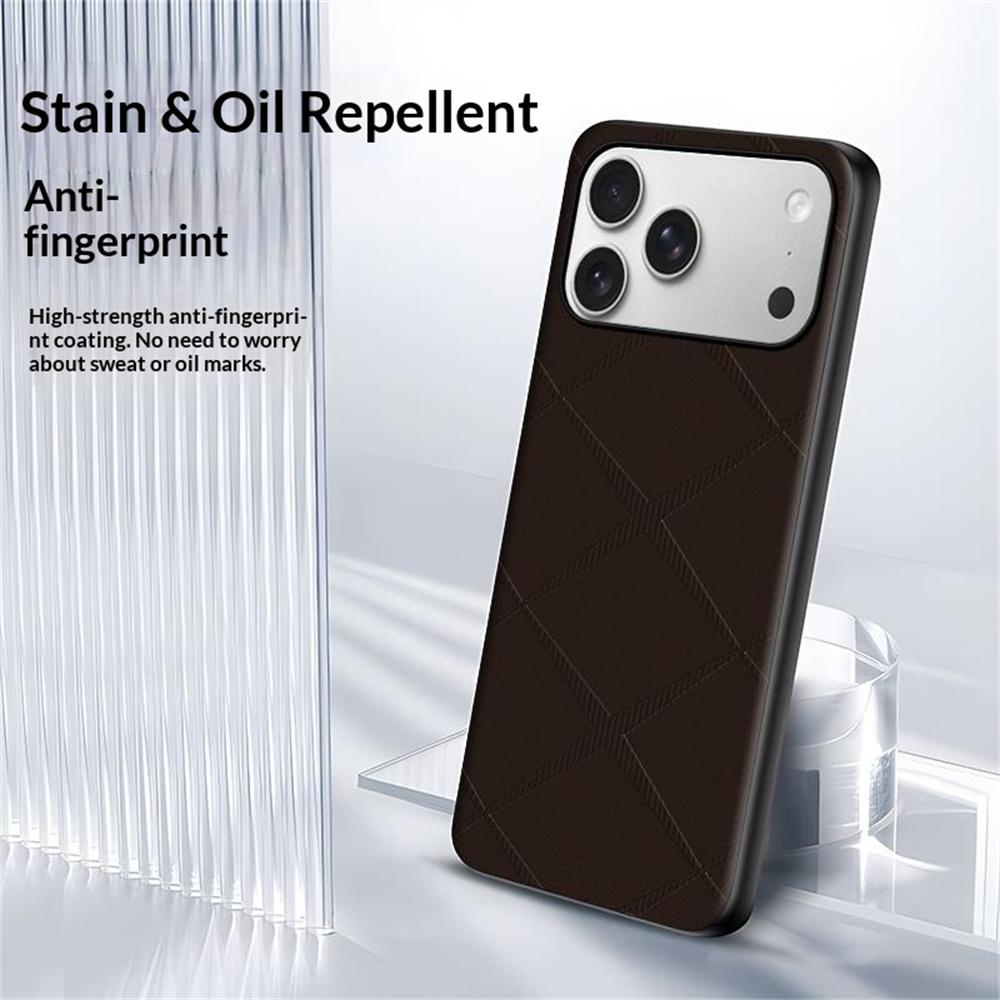 For iPhone 17 Pro Max Case X-Patterned TPU PU Leather PC Anti-Drop Phone Cover