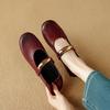 Fashion Women's New Leather Sheepskin Round Head Metal Accessory Belt Buckle Soft and Comfortable Low Heel Retro Mary Jane Single Shoe