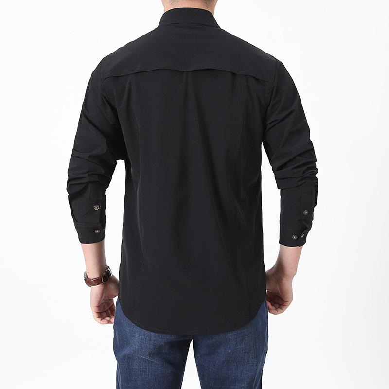 Быстросохнущие рубашки с длинными рукавами, сетчатые дышащие рубашки для рыбалки, мужские рубашки-карго для походов и работы, большие размеры