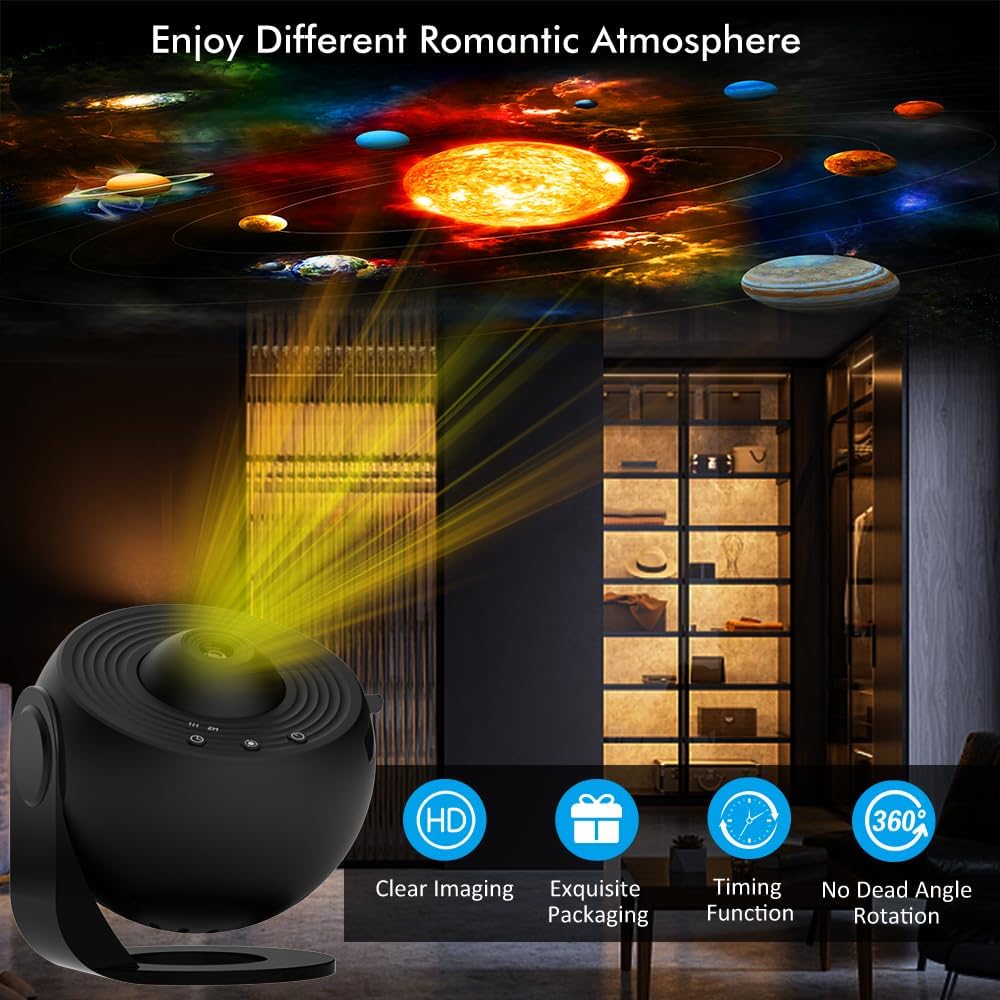 Star Projector,Planetarium Projector Galaxy Projector for Bedroom,360 Degree Rotation Galaxy Night Light with 4K Replaceable 13 Galaxy Discs Large