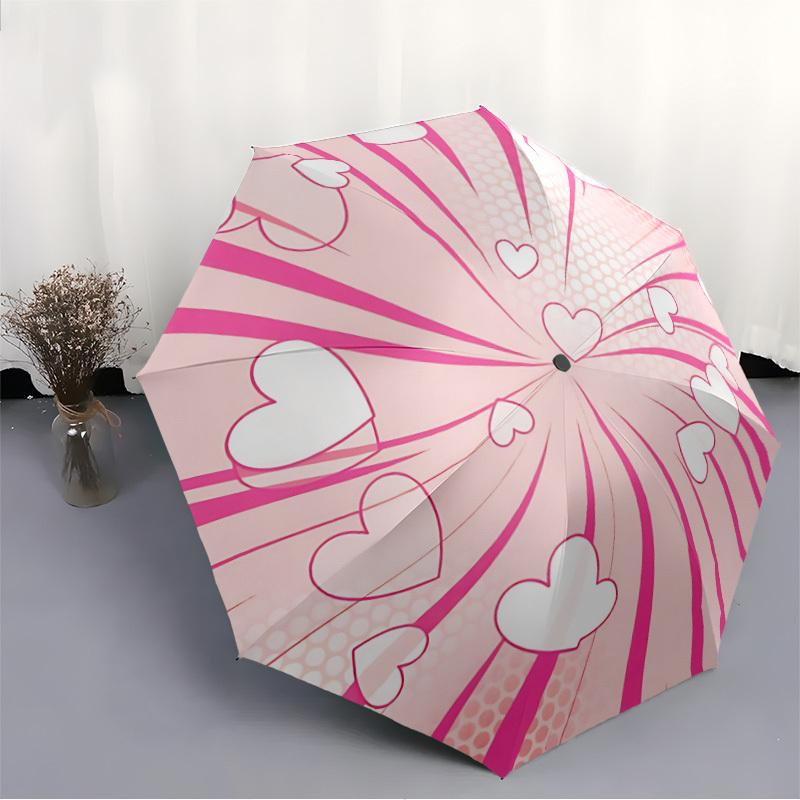 1pc Heartburst Pattern Automatic Folding Umbrella - 8-Rib Durable Iron Frame, Compact Portable for Daily Travel yy251205050