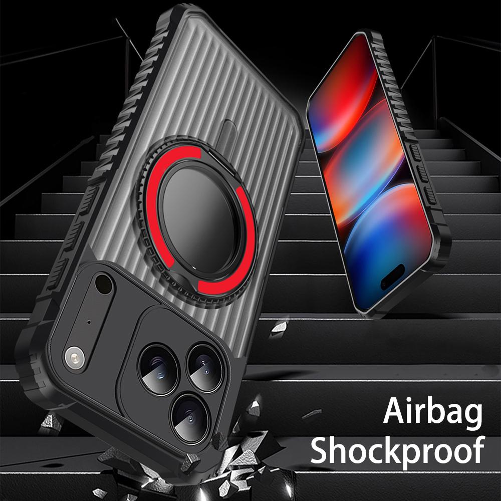 KEYSION Чехол-подставка с вращающимся на 360° кольцом для MagSafe для iPhone 17 Pro Max 17 Air Матовый Прозрачный Магнитный Противоударный Чехол для Телефона