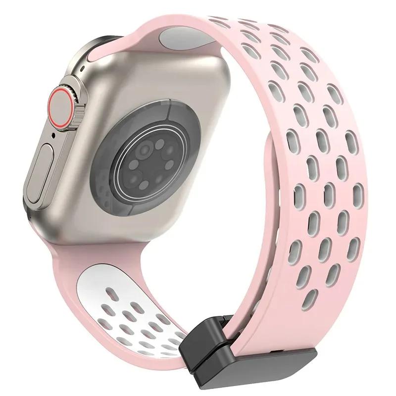 Магнитный силиконовый ремешок для Apple Watch Band Ultra 3 2 49мм 45мм 41мм Браслет для iWatch Series 11 10 9 8 7 6 SE 5 4 3 38мм 46мм 42мм 44мм