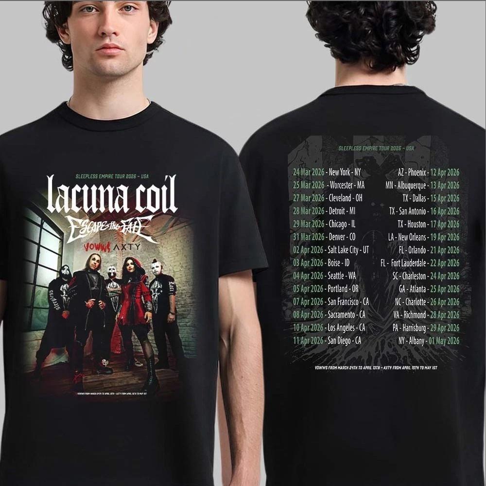 Lacuna Coil Sleepless Empire Tour 2026 Северная Америка Футболка Полный Размер S-5XL