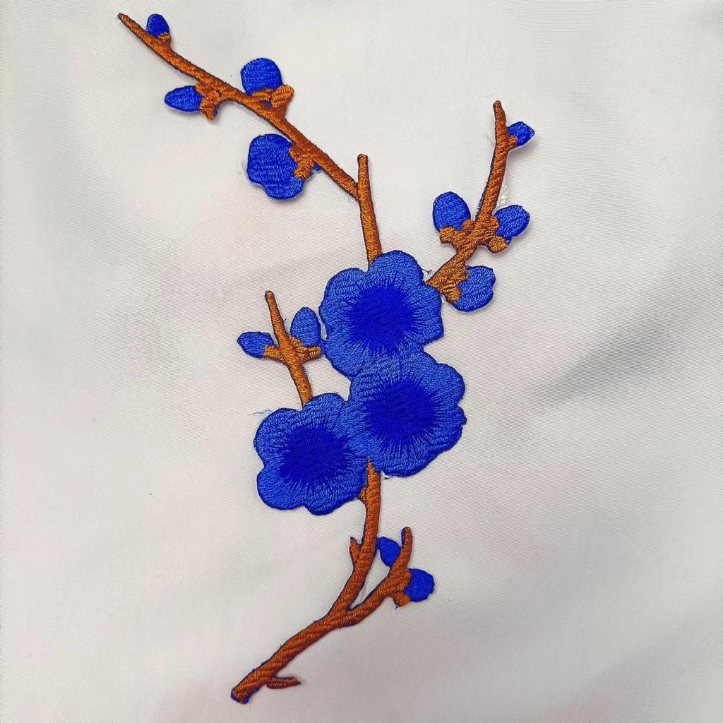 Plum Blossom Velcro Embroidery Patch: Handmade DIY Clothing Accessory