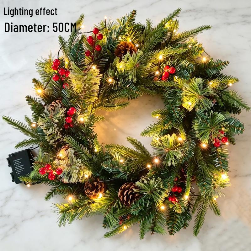 Green PE Creative Christmas Wreath for Door and Window Holiday Decorations