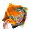 New Flower Pony Printing Plain Crepe Satin Silk Silk Scarf Women's Spring Light Luxury Premium Mulberry Silk Square Scarf