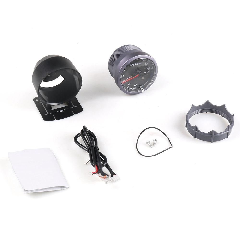 Dynoracing 60MM Voltage Gauge Black Face Voltmeter with Amber & White Lighting 8-18V Car Meter