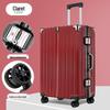 20-inch Drop-resistant Carry-on Suitcase: Women's Large Capacity Trolley with Universal Wheels & Combination Lock, Striped Aluminum Frame