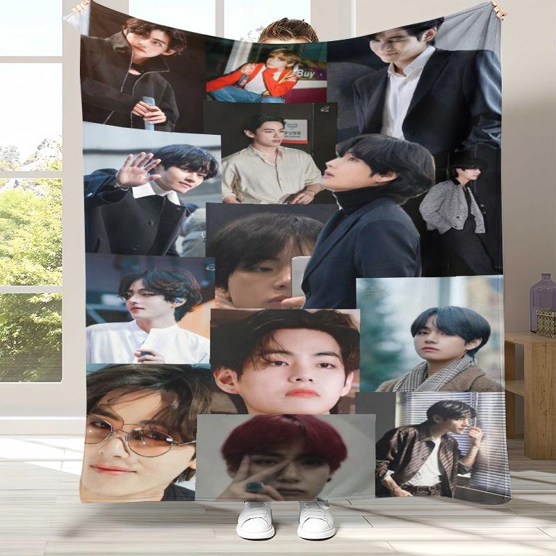 Ким Тхэ Хён V Kpop B-BTS Фланелевое одеяло, Ультрамягкий теплый плюшевый плед для дома, спальни, кровати, дивана, офиса, кемпинга, пикника