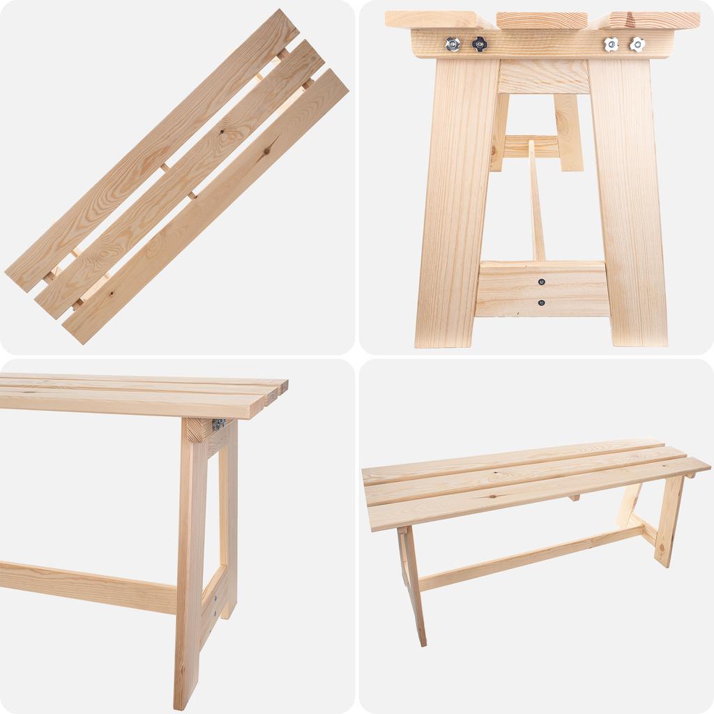 KADAX Садовая деревянная парковая скамейка без спинки 119 см Скамейка для террасы Прочная