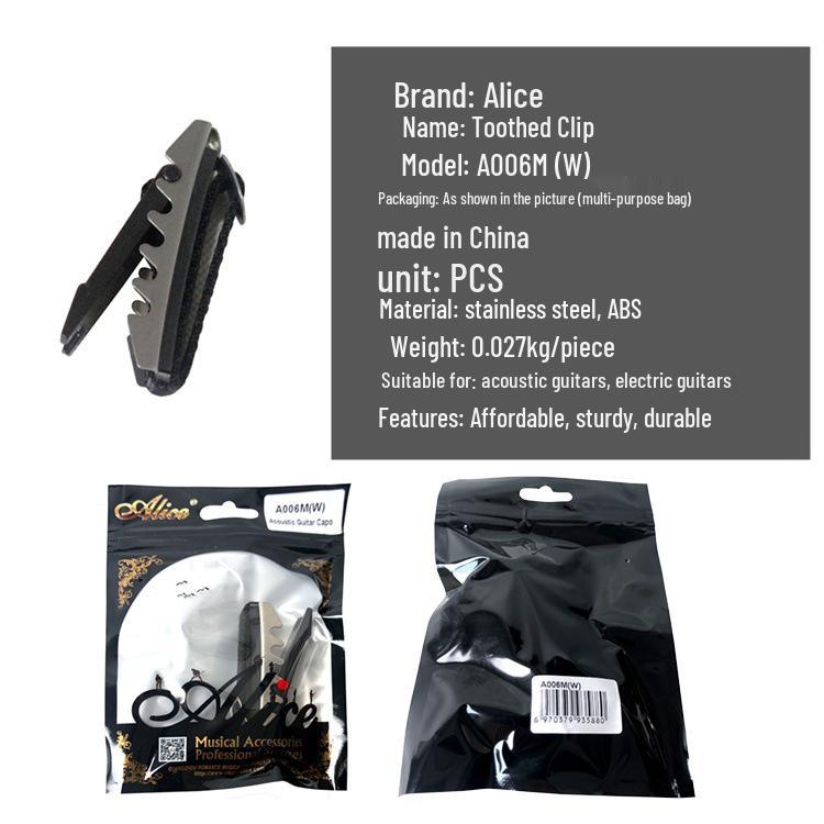 Универсальный зажим-каподастр для гитары со стреп-замком, транспондер A006M (W)