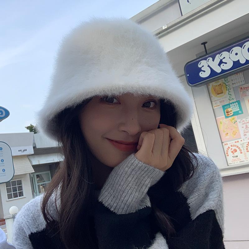 Bucket Hat Women's Autumn and Winter Light Luxury Style Versatile Bucket Hat Windproof Warmth Ear Protection Woolen Fisherman Hat