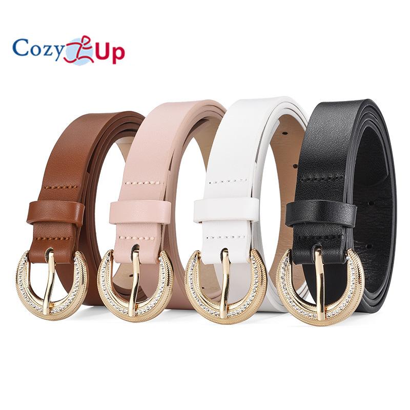 Rhinestone Inlaid Gold Buckle Elegant Decoration Ladies Belt All-match Down Jacket Jeans Belt