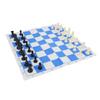 Шахматный набор с шахматной доской из ПУ синего и белого цвета, 32 пластиковые шахматные фигуры, черная квадратная сумка для хранения, набор для шахматной игры для вечеринки